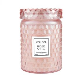 ROSE OTTO LARGE GLASS JAR CANDLE  - شمعة برطمان زجاجي كبير برائحة الورد