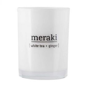 SCENTED CANDLE WHITE TEA AND GINGER mkap012  - شمع معطر أبيض اللون برائحة الشاي والزنجبيل mkap012