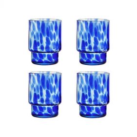 GLASS TORTOISE BLUE SET OF 4 - طقم تورتواز زجاجي أزرق من 4 قطع