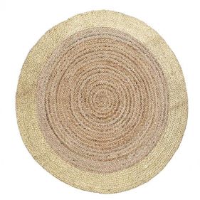 NATURAL JUTE CARPET WITH GOLD EDGE 120 - سجادة مصنوعة من قماش  الجوت الطبيعي ذات طرف ذهبي - حجم: 120
