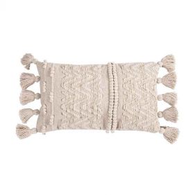 TASSEL CUSHION CHINDI TWIST NATURAL LUREX 30X50 - وسادة  TWIST NATURAL LUREX  مع شراشيب - حجم: 30X50