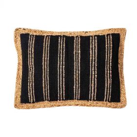 CUSHION CHINDI STRIPPED NATURAL/BLACK 40X60 - وسادة طبية صينية مخططة طبيعية / سوداء - حجم 40X60