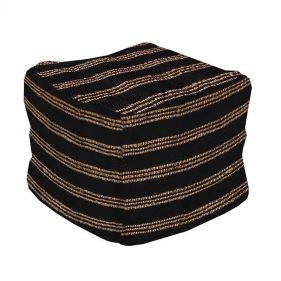 FOOTSTOOL CHINDI STRIPPED BLACK/NATURAL 40X40X40 - مسند قدم صيني أسود اللون / طبيعي - حجم 40X40X40