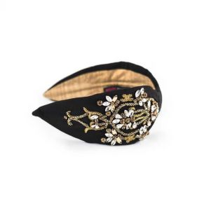 EMBROIDERED HEADBAND BLACK/GOLD  - باند شعر مطرز باللون الأسود / الذهبي