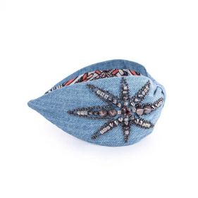 EMBROIDERED HEADBAND DENIM  - باند شعر بقماش الدنيم مطرز