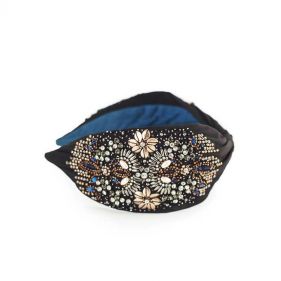 EMBROIDERED HEADBAND CORAL/GOLD  - باند شعر مطرز بلون المرجان / الذهب