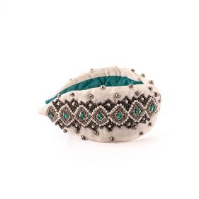 EMBROIDERED HEADBAND IVORY  - باند شعر مطرز بلون العاج