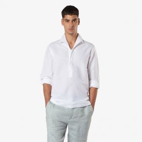 HALF BUTTON SHIRT  - قميص سادة كم طويل  