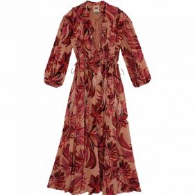 DARK SAND V NECKLINE MAXI DRESS - فستان