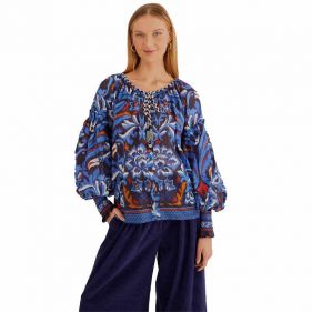 V NECKLINE BLOUSE  - قميص كم قصير