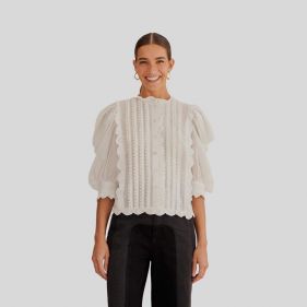 SHORT SLEEVE PLEATED BLOUSE - Ø¨Ù„ÙˆØ²Ø©