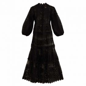 GUIPURE LONG SLEEVE MAXI DRESS  - فستان