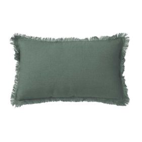 LINEN CUSHION WITH FRINGES KHAKI 30 X 50 - مخدات