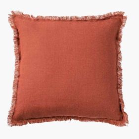LINEN CUSHION WITH FRINGES TERRA 45 X 45 - مخدات
