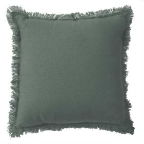 LINEN CUSHION WITH FRINGES KHAKI 45 X 45 - مخدات