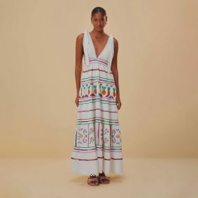 EMBROIDERED MIDI DRESS  - فستان