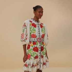 EMBROIDERED SHORT SLEEVE  - فستان