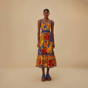 SLEEVELESS MIDI DRESS - فستان