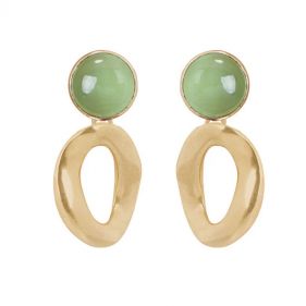 14KT GOLD PLATED W CATS EYE - أقراط