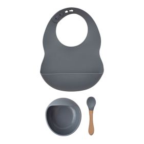 BERRY BLUE BIB  AND  BOWL SET  100PERCENT FOOD GRADE SILICONE SET - مريلة