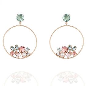 14K  CANDY CABANA CRADDLE HOOPS - أقراط