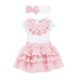 NEWBORN DRESS+HEADBAND - فستان