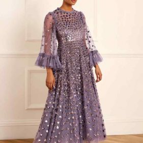 GLISTEN LS  ANKLE GOWN - فستان