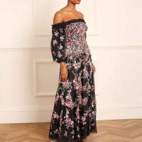 LUNARIA WREATH OS LONG SLEEVE GOWN - فستان