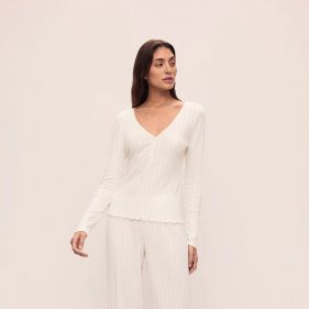 POINTELLE V NECK HENLEY - توب