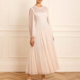 SDOT RND NECK ANKLE GOWN - فستان
