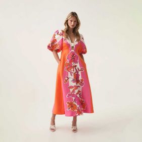 OVERFLOW KNOTTED MIDI DRESS  - فستان