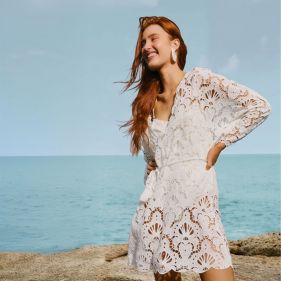 SEASHELL EYELET MINI DRESS - فستان
