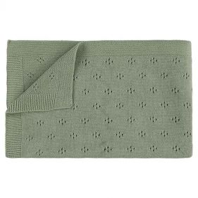 KNITTED BLANKET   75X100CM   OLIVE   - إكسسوارات