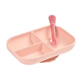 BEABA SILICONE SUCTION DIVIDED PLATE PINK - إكسسوارات