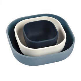 BEABA SILICONE 3 PIECE NESTING BOWL SET   NIGHT BLUE COTTON BALTIC BLUE - إكسسوارات