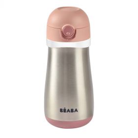 BEABA STAINLESS STEEL BOTTLE 350 ML   HANDLE OLD PINK - إكسسوارات