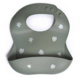 PRINTED BIB FOREST GREEN  100PERCENT FOOD GRADE SILICONE BIB - طقم أطفال 
