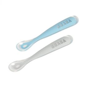 BEABA  SILICONE SPOON 1ST AGE SET OF 2   BOX WINDYBLUE - إكسسوارات